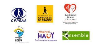 Logo CFPSAA, FAF, Chiens guides, apiDV, AVH et Voir Ensemble