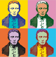 Portrait de Louis Braille à la façon d'Andy Warhol